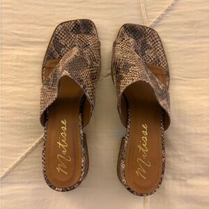 Matisse Brown Snakeskin Slide Sandals